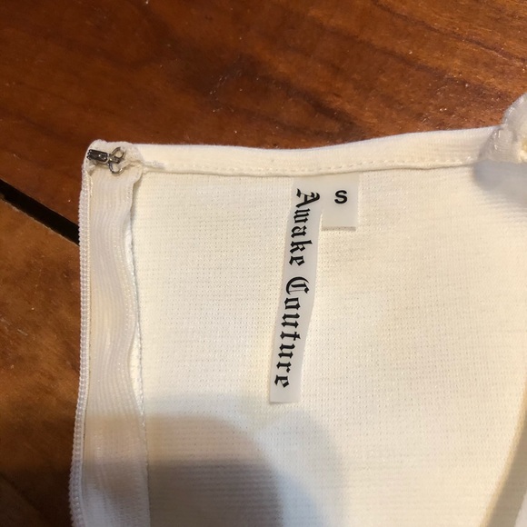 NWT Awake Couture Cream Beaded Mini Cocktail Dress - Picture 6 of 8